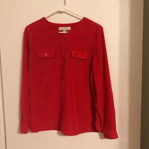 Loft red button up blouse